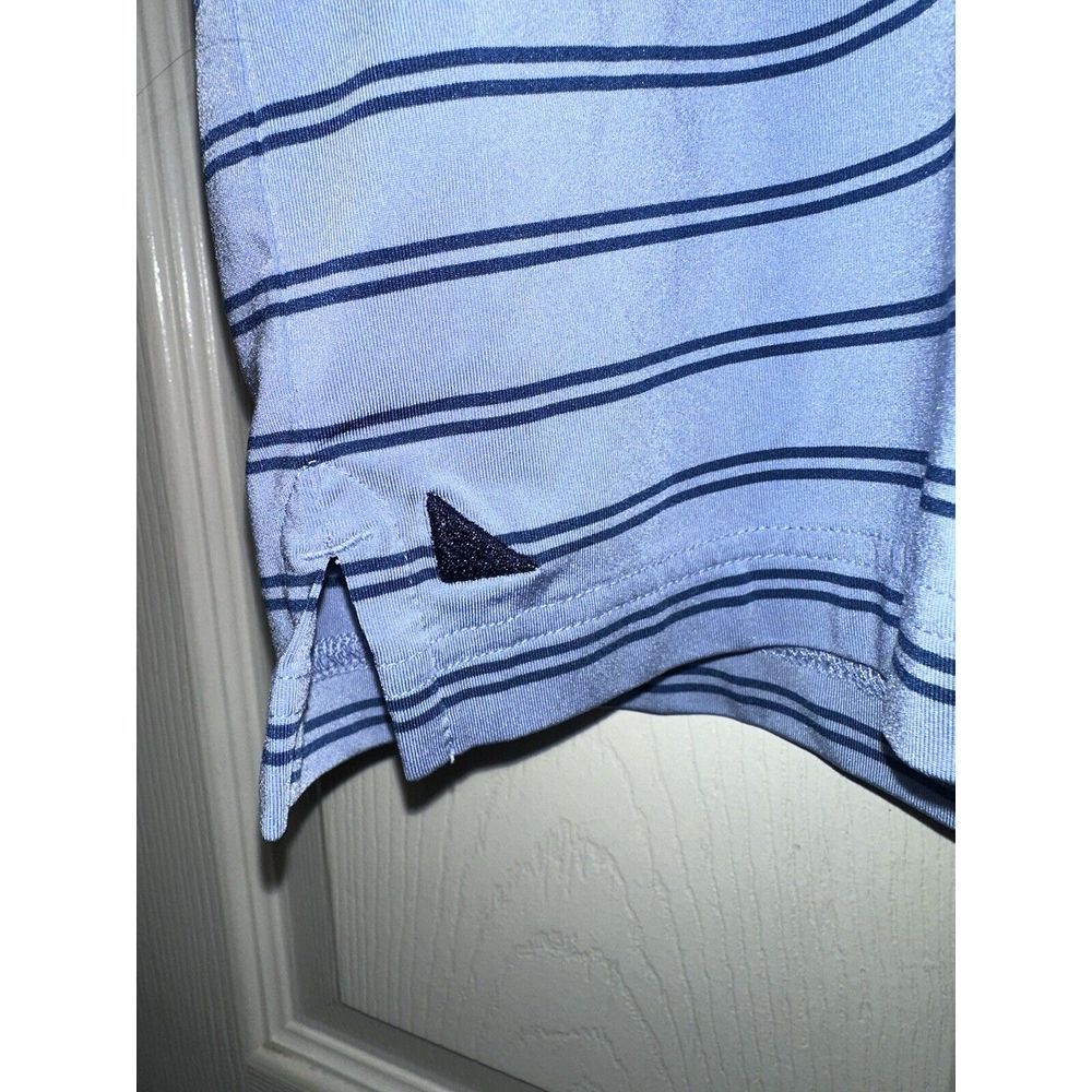 UNTUCKit Mens Polo Shirt Blue Size L Cronos Double Stripe Short Sleeve - Picture 3 of 8
